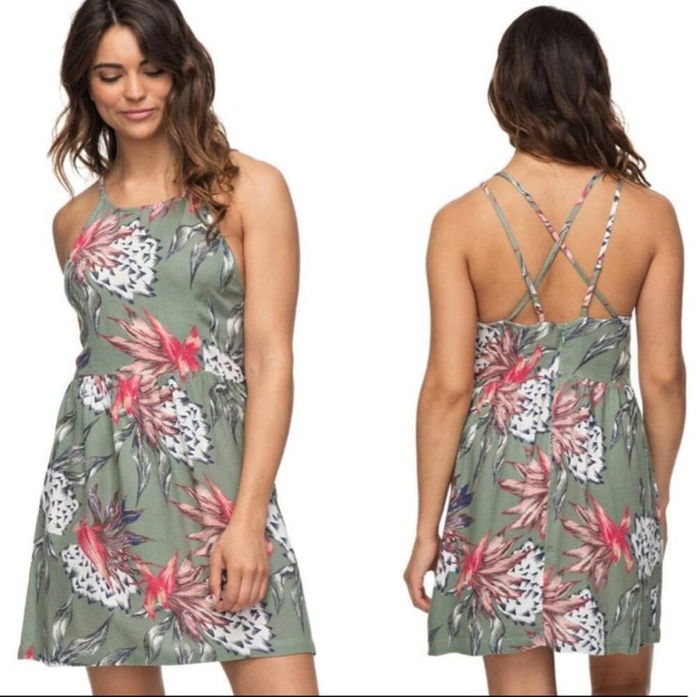 Roxy Floral Green Dress size XS